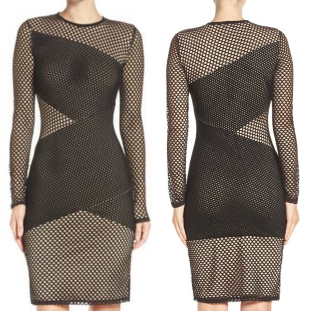 BCBGMaxAzria Black and Cream Mesh Dress